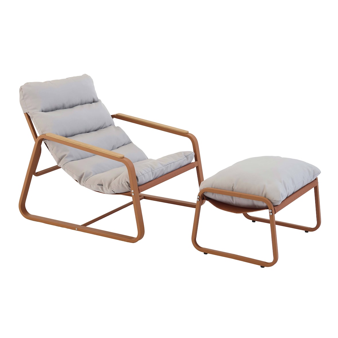 Relaxsessel aus Stahl und Textilene mit Terracotta-Fußstütze