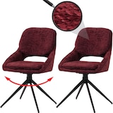 thumbnail of 2er-Set Esszimmerstuhl HWC-N73, Küchenstuhl, drehbar Auto-Return, Stoff/Textil Chenille (490g/m²) Öko-Tex ~ bordeaux