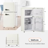 thumbnail of Retro Kühlschrank Gefrierkombination 60L Volumen 22L Gefrierfach Zweitürig Cremeweiß 86x45x42 cm 7 Temperatureinstellungen 102 kWh/Jahr