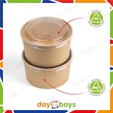 thumbnail of DayBays 300 Stk. Salatschalen 1300 ml Salatbox Kombi 184x161x70 mm mit Deckel Kraft Braun Rund