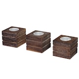 thumbnail of Set van 3 waxinelichthouders Leuca, waxinelichthouder, shabby-look vintage ~ bruin