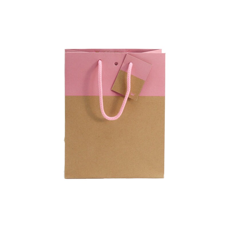 Luxus-Tüte L'Exceptional-Linie aus braunem und rosa Kraftpapier Kordelgriffe 18 + 10 x 22,7 cm je 250 - Gimex