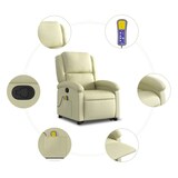 thumbnail of vidaXL Massagesessel mit Aufstehhilfe Creme Echtleder