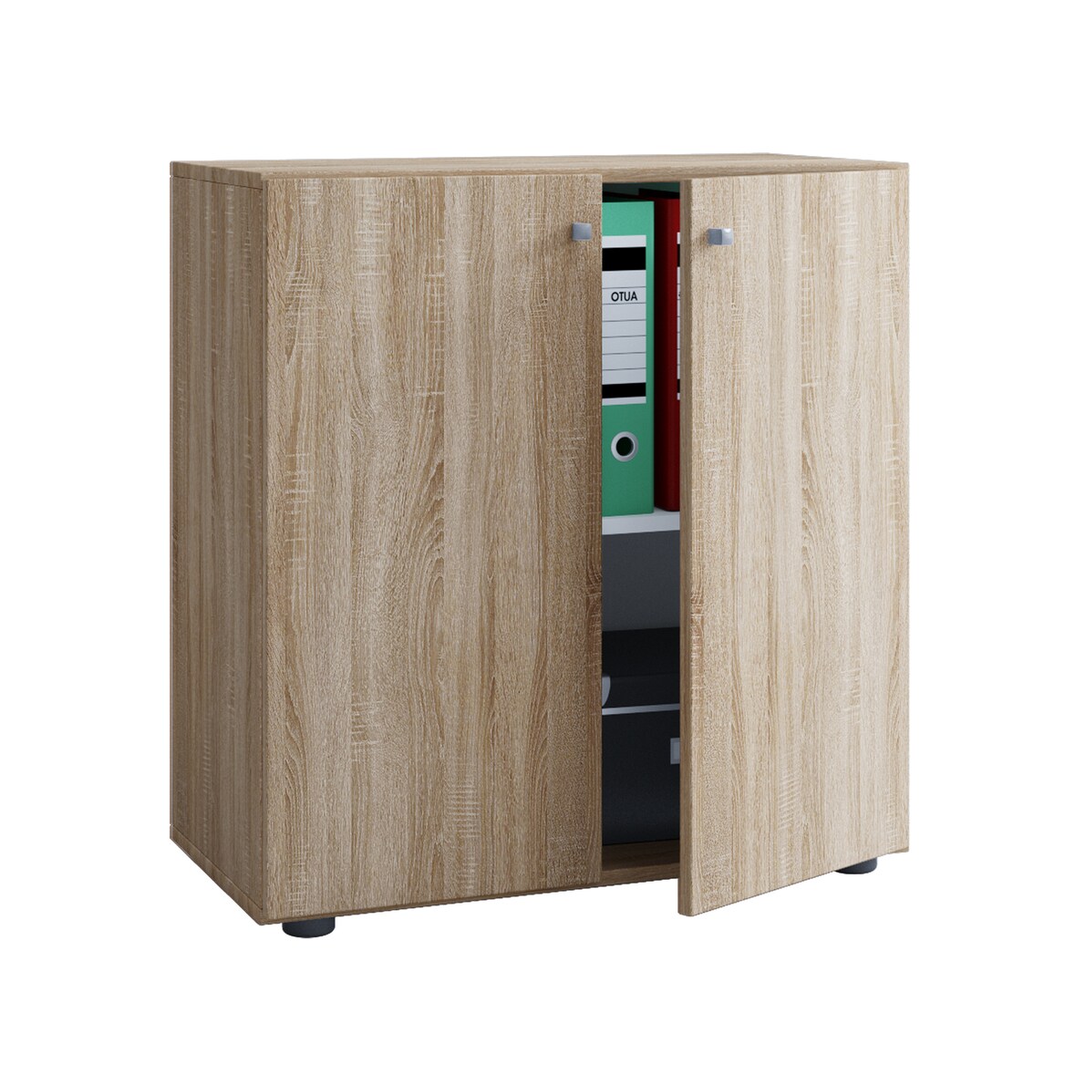 Lona Universalschrank Büro Kommode niedrig 2 Türen Sonoma-Eiche dekor.