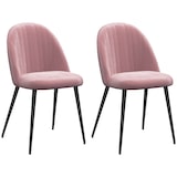 thumbnail of Conjunto de 4 Cadeiras de Sala de Jantar Modernas Cadeiras Estofadas em Veludo com Encosto Alto e Pés de Aço 50x52x83 cm Rosa