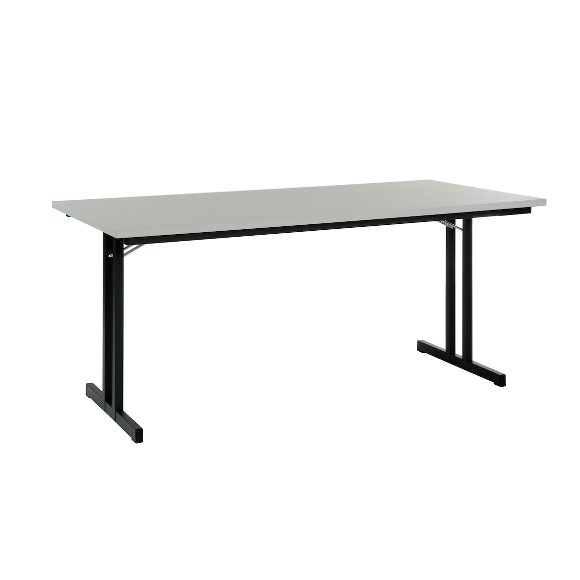 CEHA Konferenz- und Seminarklapptisch 160 x 80 cm mit T-Fuß Gestell in schwarzgrau und 25mm-Tischplatte in Dekor grau