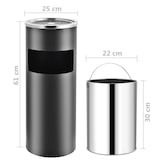 thumbnail of DELUKE® Runder Standaschenbecher für Draußen 30L 25x61cm Stahl Mülleimer mit Aschenbecher Abfalleimer mit Inneneimer Standascher Outdoor, Grau