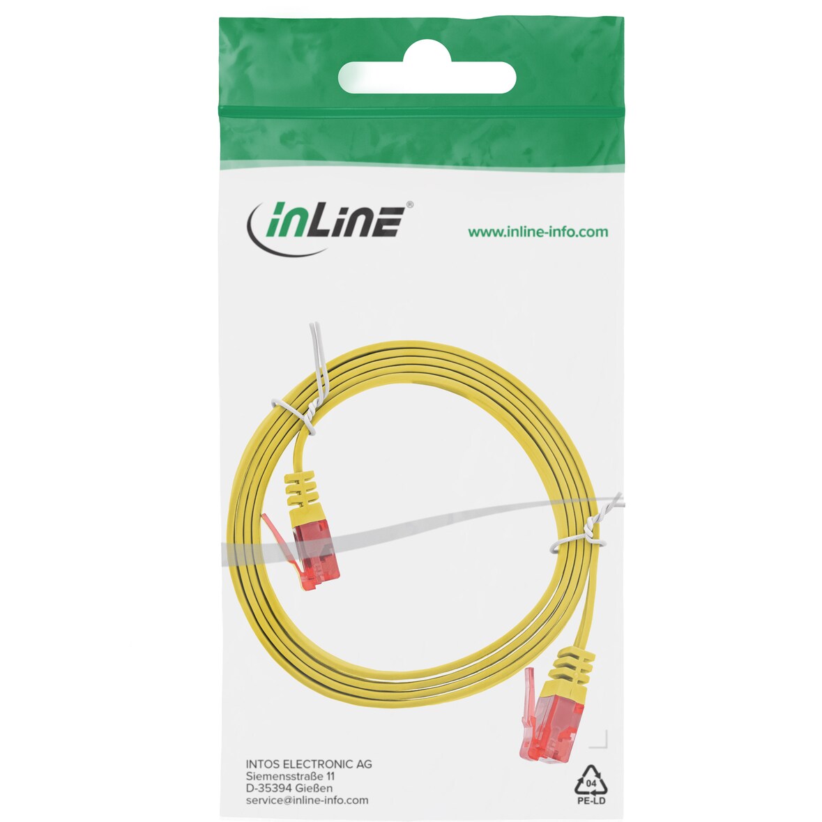 InLine® Patchkabel flach, U/UTP, Cat.6, gelb, 1m