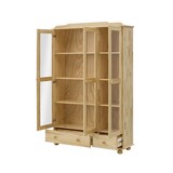 thumbnail of Möbilia Vitrinekast | 3 deuren met glasinzet, 2 laden | massief grenen | B 126 x D 35 x H 189 cm | naturel | 19020013 | Serie VITRINE