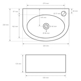 thumbnail of ECD Germany Mini-Waschbecken Keramik Weiß 335 × 255 × 130 mm, Hahnloch rechts, inkl. Ablaufgarnitur – kompaktes Aufsatzwaschbecken