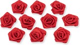 thumbnail of Satinrosen 3cm 10 Stück Stoffblumen zum Basteln Dekorieren Hochzeit Geschenkverpackung Blütendeko Tischdeko Handarbeit Stoffrosen Deko Blume Rot