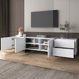 thumbnail of Merax Lowboard, Hochglanz TV-Board, Fernsehtisch scandi, TV-Schrank, Breite:190cm, Weiß