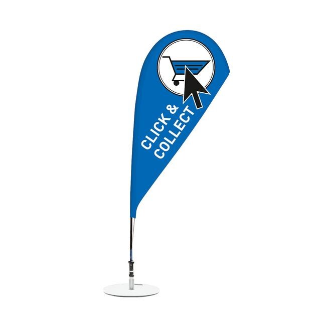 Beach Flag "Click & Collect" bleu -