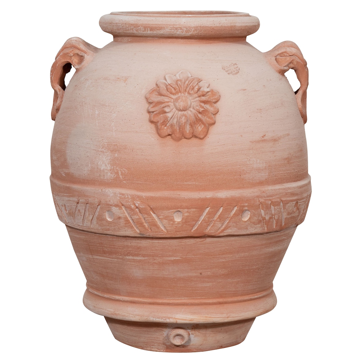 Biscottini Vasi per fiori 43x43x55 cm - Vaso rotondo in Terracotta - Fioriera esterno da giardino - Vasi da interno - Orcio per fiori balcone