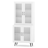 thumbnail of COSTWAY Armario alto de cocina, 178,5 cm, estantería de cocina con 4 puertas transparentes y estante ajustable (blanco)