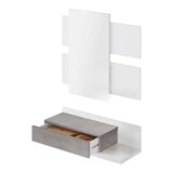 thumbnail of Dmora Schrank für die Eingangshalle Erie, Abgehängte Eingangshalle mit Spiegel, Schrank mit Schublade für den Eingang, 75x29h90 cm, Weiß und Zement