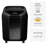 thumbnail of Fellowes Distruggidocumenti a frammento LX85, 12 fogli, per uso personale, cestino da 19L, con tecnologia Safesense®, sicurezza P-4, nero, 4400801