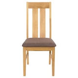 thumbnail of Conjunto de 6 cadeiras de sala de jantar HWC-M58, cadeira de cozinha cadeira de braços, tecido/têxtil madeira maciça ~ estrutura de cor clara, taupe