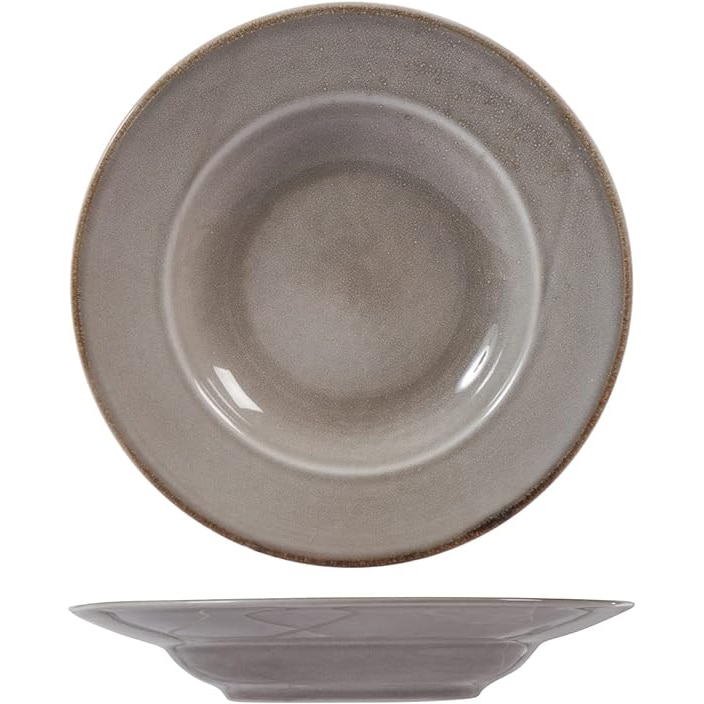 H&H Set 6 Piatti Pasta Reactive in Stoneware Grigio 24cm