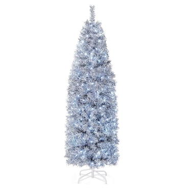 COSTWAY Albero di Natale artificiale da 180 cm, albero di Natale illuminato a LED con 250 LED bianchi freddi
