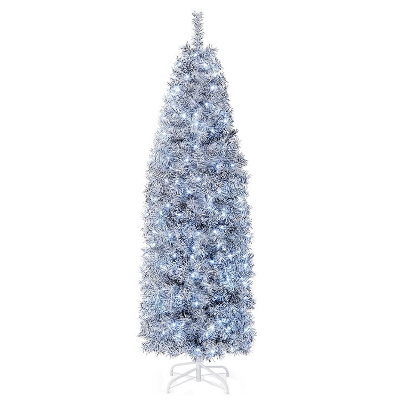 COSTWAY Albero di Natale artificiale da 180 cm, albero di Natale illuminato a LED con 250 LED bianchi freddi