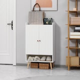 thumbnail of HOMCOM mueble zapatero con 2 puertas armario de zapatos con estante abierto y estantes ajustables para 15 pares de zapatos 60x33x100 cm blanco