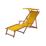 thumbnail of Sonnenliege gelb Liegestuhl Fußteil Sonnendach Kissen Holz Deckchair Gartenmöbel 10-302 F S KH