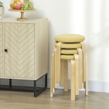 thumbnail of HOMCOM juego de 4 taburetes apilables taburetes redondos de madera con asiento acolchado para cocina comedor dormitorio oficina amarillo y natural