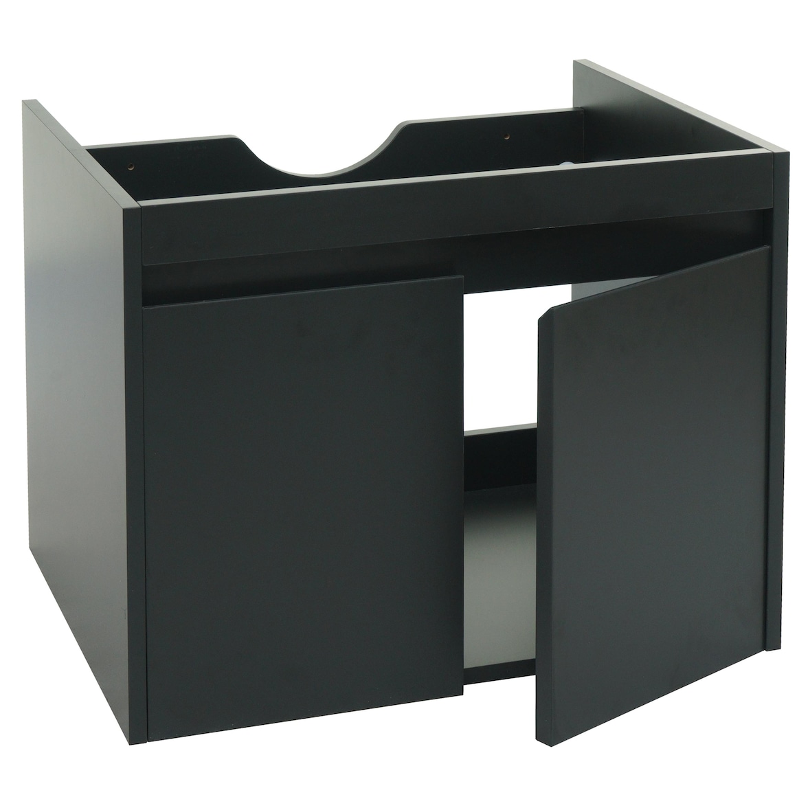 Móvel de apoio HWC-L86, móvel de apoio para casa de banho, melamina FSC® 2 portas 48x59x46cm ~ preto