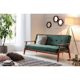 thumbnail of SalesFever Schlafsofa mit Armlehnen | 3 Funktionen | Stoffbezug Samt-Optik | Gestell Holz Eukalyptus| B 190 x T 85 x H 81 cm | tannengrün