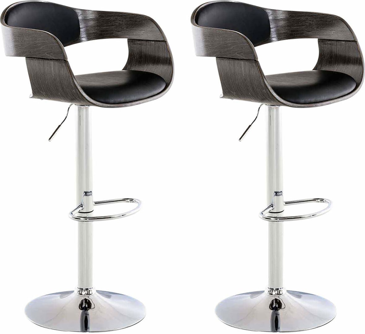 2er Set Barhocker Kingston Kunstleder schwarz/grau