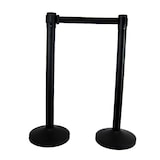 thumbnail of 2x Absperrpfosten Absperrständer 3 Meter Gurtband schwarz Personenleitsystem Tensatoren Abgrenzungsständer schwere Ausführung