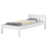 thumbnail of Modernes Einzelbett Massivholzbett Kiefer weiß 90x200 Futonbett Bettrahmen Rollrost 60.38-09 W