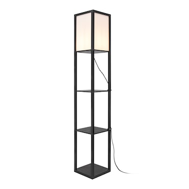 Helloshop26 - Lampada da terra Stapleford con ripiano attacco E27 altezza 160 cm nero e bianco 03_0007319