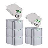 thumbnail of PROREGAL 5x Eurobox NextGen Color mit Scharnierdeckel & Verschlüssen | HxBxT 22x40x60cm | 65 Liter | Griffe grün geschlossen | Verstärkter Boden