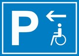 thumbnail of Behinderten Parkplatz Schild mit Richtungspfeil links waagerecht A4 Rückseite selbstklebend