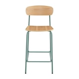 thumbnail of Lot de 2 chaises hautes en métal et bois bleu clair