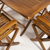 thumbnail of Conjunto para exterior de madera teca, Mesa rectangular 150 cm y 6 sillones plegables, Madera teca grado A, Tratamiento al agua aplicado