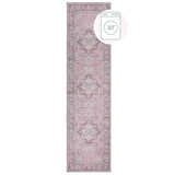 thumbnail of Maschinenwaschbarer Traditioneller Vintage-Teppich aus recycelten Fasern, rutschfest - `Hald`. Farbe: Rosa, 60x230 cm | Kadima Design