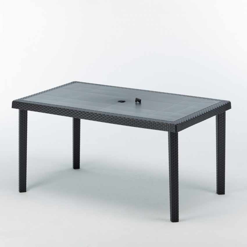 Tavolo Poly rattan rettangolare 150x90 Grand Soleil Boheme - Nero-S7050Y