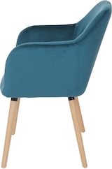 thumbnail of Esszimmerstuhl Malmö T381, Stuhl Küchenstuhl, Retro 50er Jahre Design ~ Samt, petrol-blau, helle Beine
