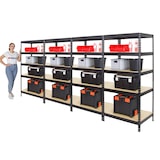 thumbnail of PROREGAL Mega Deal 4x Étagère charge lourde RIVET | HxLxP 180x90x60cm | 250kg par niveau | Noir | Lot d'étagères robustes de Garage Atelier Cave