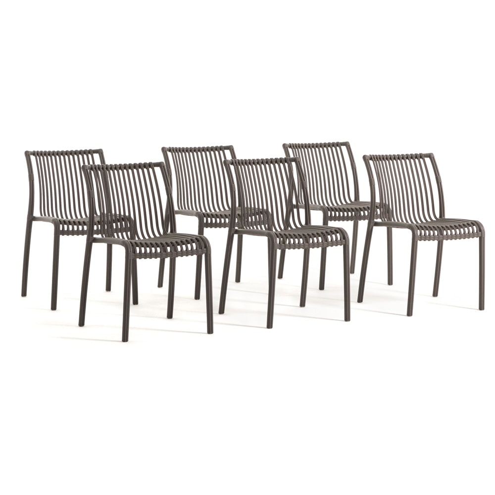 Set de 6 chaises en polypropylène empilables pour extérieur et jardin, bar et restaurant, structure robuste et légère - Olimpia - Taupe