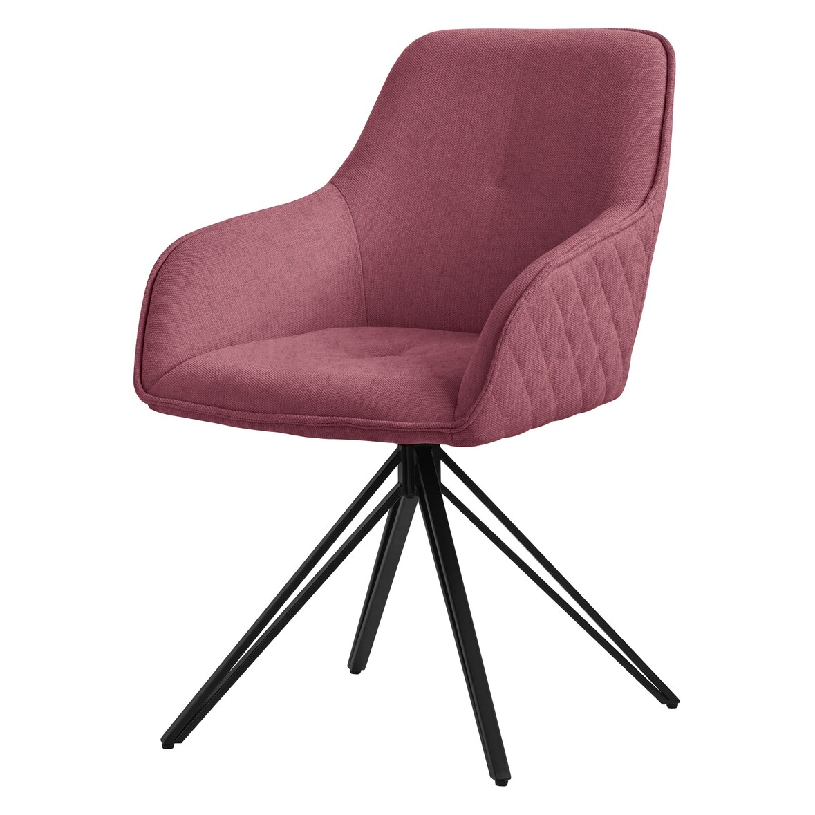 ML-Design – Esszimmerstuhl drehbar Altrosa | Textil Webstoff, 360° Drehstuhl, Armlehnen, Rückenlehne, ergonomischer Loungesessel