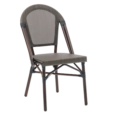 METRO PROFESSIONAL Chaise de terrasse BELVIERA, inox/dossier textile, empilable, noir/blanc