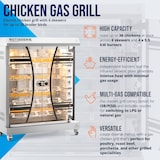 thumbnail of Royal Catering Asador de pollos de gas - 6 insertos para 36 pollos - con iluminación y ruedas -