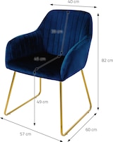thumbnail of ML-Design Esszimmerstühle 4er Set Blau Samt, Armlehne, Goldbeine, Metallgestell, Polsterstuhl Esszimmer Sessel