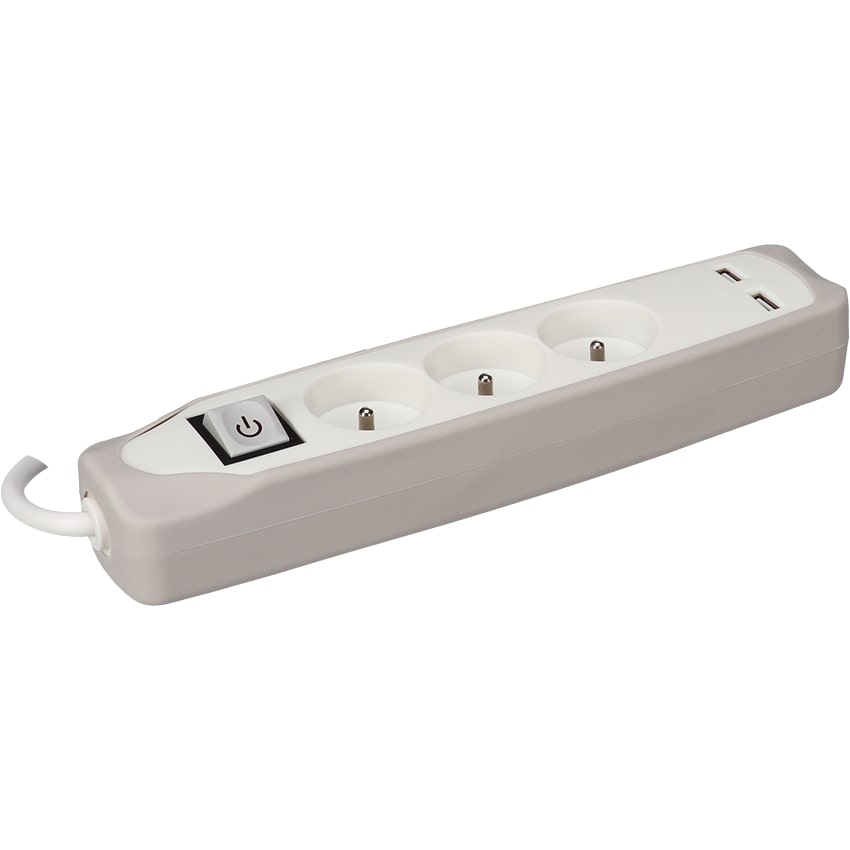 GENERIQUE Multiprise 3 prises avec interrupteur - chargeur USB - 1,5 m