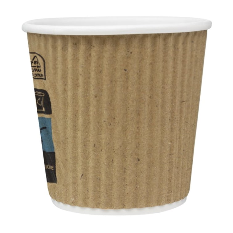 MONOUSO - Riffelbecher aus Kraftpapier 4Oz/120ml Ø6,2cm (25 Stück)