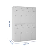 thumbnail of SimonRack Taquillas Vestuario Metálica, 1800x1200x500 mm, 2 Puertas, 4 Módulos, Incluye Llave, Gris - Simonlocker